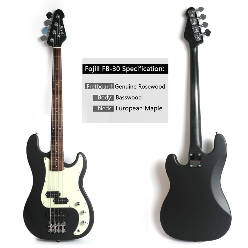 Full size electric PJ bass set with amplifier gigbag strap strings metallic BLK