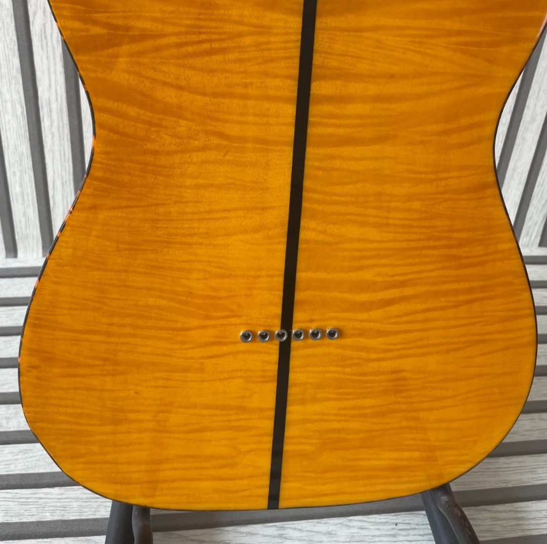 Amber Yellow Flame Maple Top Electric Guitar Leopard Pattern Pickguard Dual Red