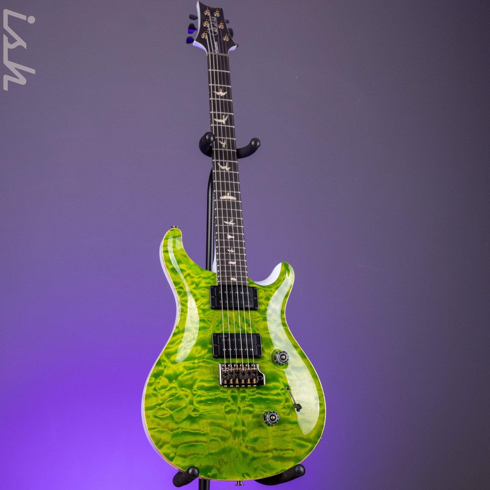 PRS Custom 24 Quilt Artist Top Eriza Verde Green with White Back Custom Color