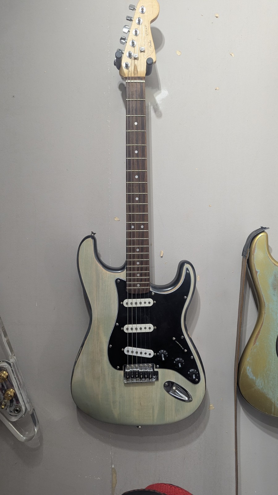 Custom Fender Squier Stratocaster Blue Black Relic Woodgrain Rosewood Fretboard
