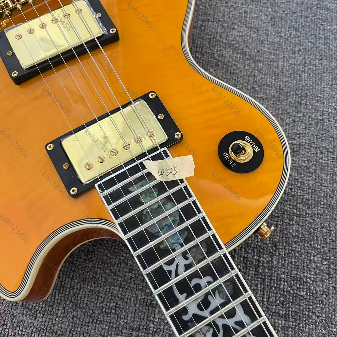 Single Cutaway Guitar Tiger Grain Amber HH Pickups Gold Hardware Free Shipping