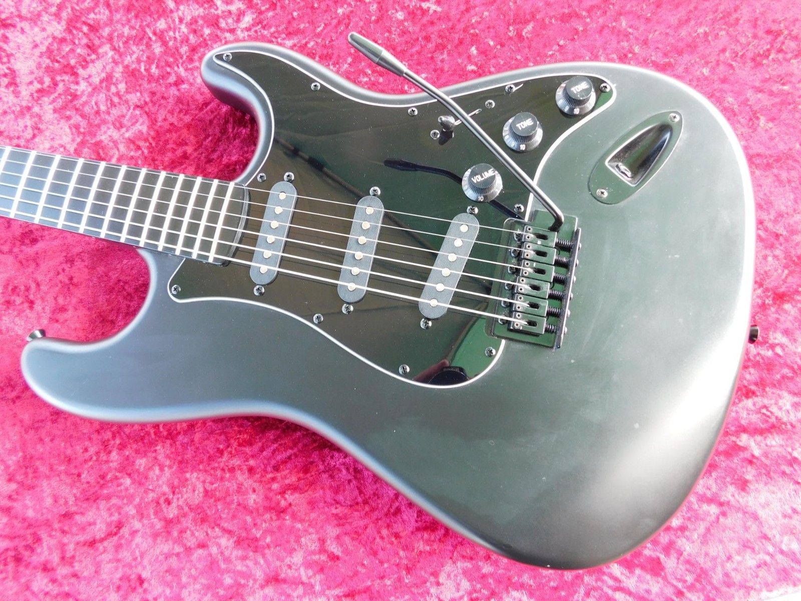Stagg Matte Black Strat, Squier Pickups, Custom Wiring,Capacitor Upgrade, Nice