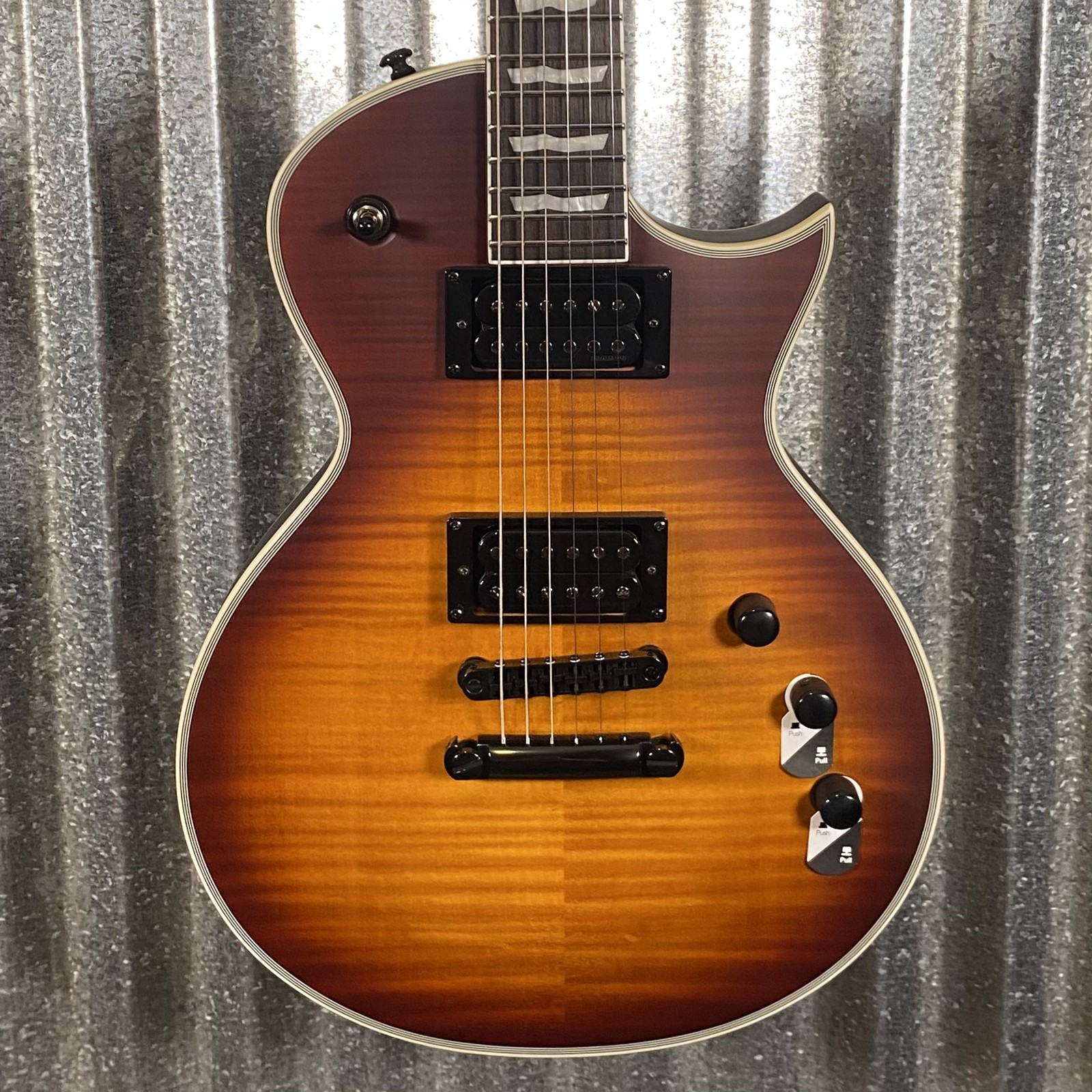 ESP LTD EC-1000T CMT Flame Top Tobacco Sunburst Satin Guitar #0156 Used