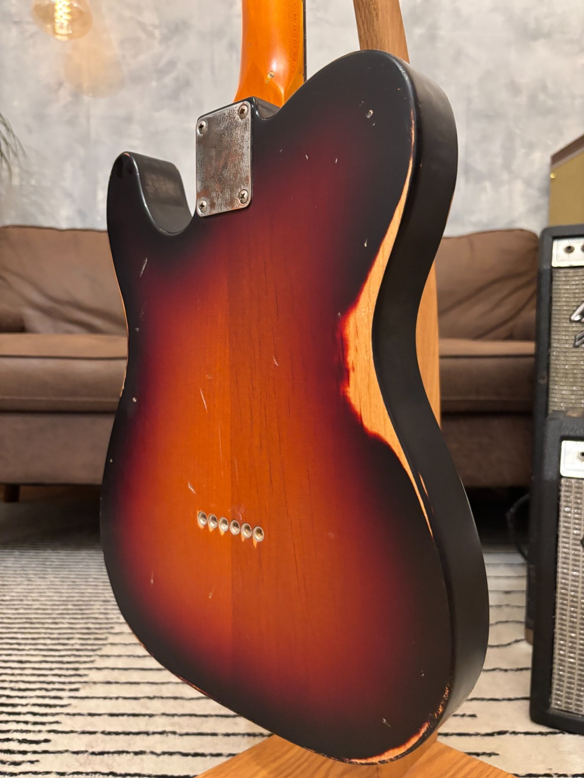 Fender Telecaster 1963 Glas Custom 3-Tone Sunburst Relic 7.8lbs w/ Fender Tweed