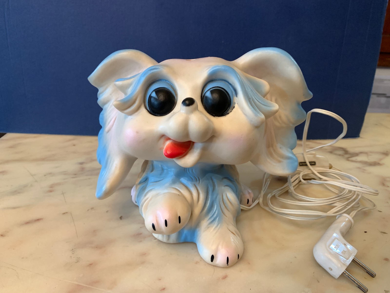 VINTAGE RUBBER TOY ABAT JOUR LAMP LEDRA LEDRAPLASTIC PUPPY DOG 1960s italy