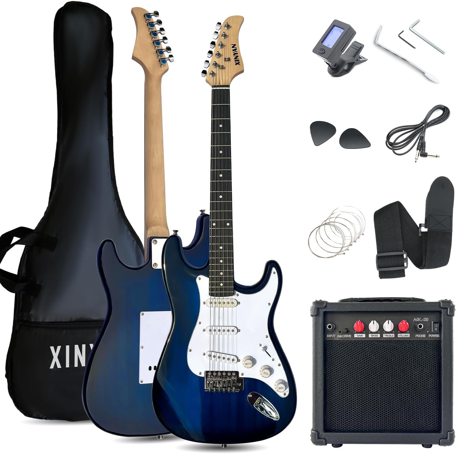 Electric Guitar Starter Kit Blue 39 Inch