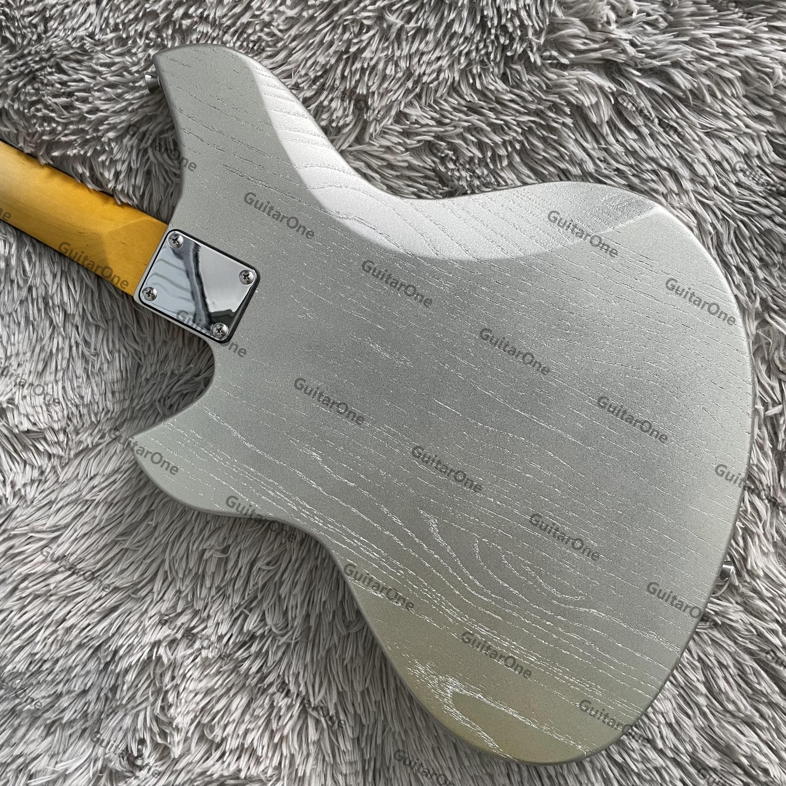Solid Electric Guitar Offset Single-Cut HH Bone Nut Silver Sparkle 6-String