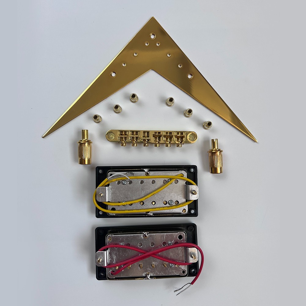 DIY Electric Guitar Kits Set Neck Zebrawood V-shape Bridges Bone Nuts Free Ship