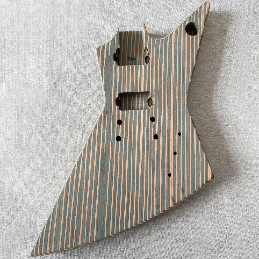 DIY 6 String Explorer style Electric Guitar Kit Zebrawood Body BK part set neck