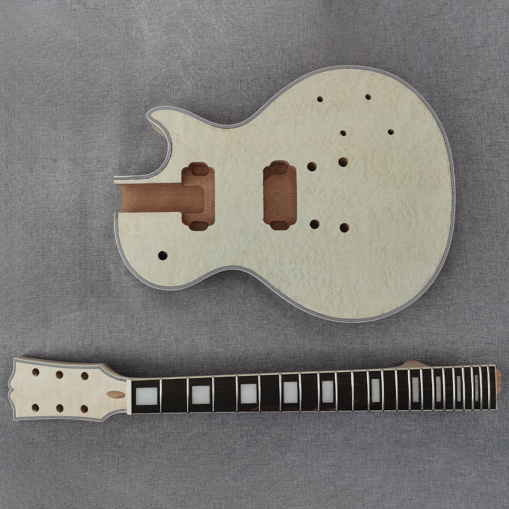 DIY 6 String LP Custom Style Electric Guitar Kit Quited Maple Top GD Part 22F