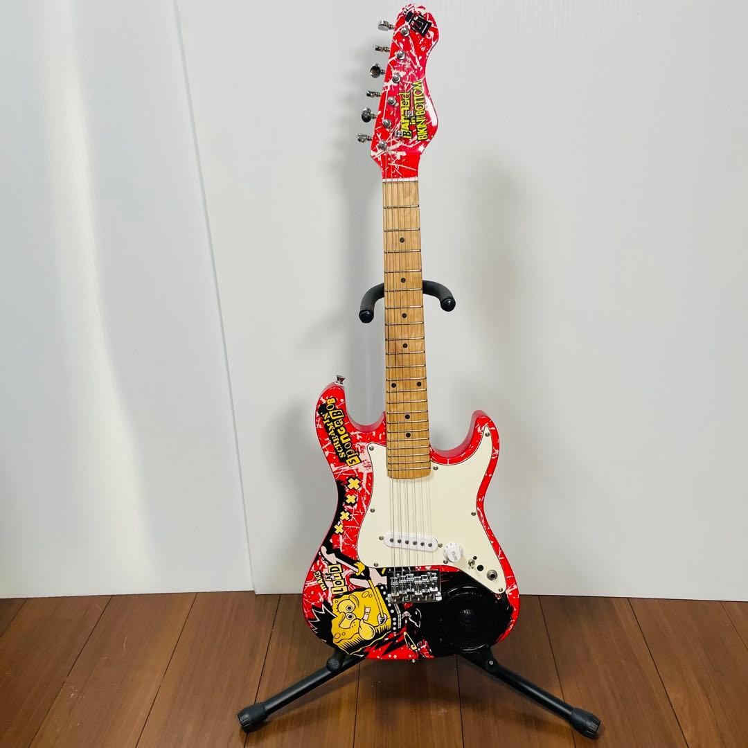 SpongeBob SBE34OFT 3/4 Size Electric Guitar Built-in Speaker Kids Japan Rare