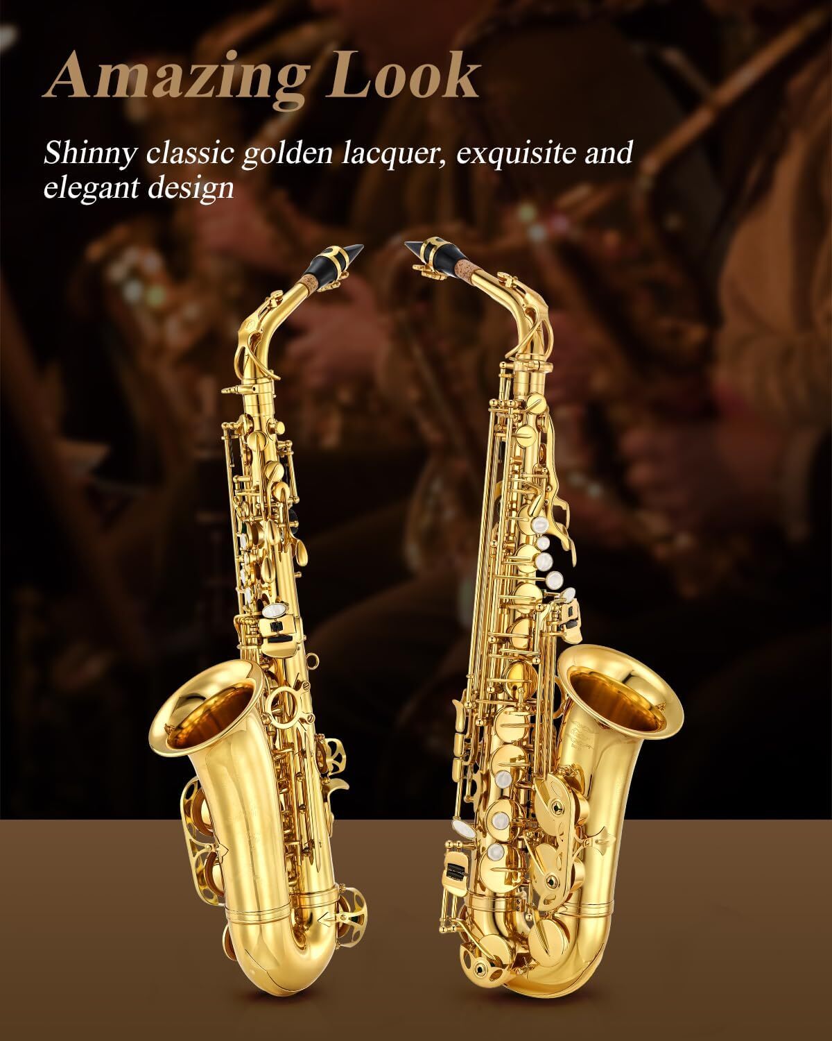 ew Eastar Alto Sax Eb E Flat Student Beginner Saxophone Bundle Golden AS-II