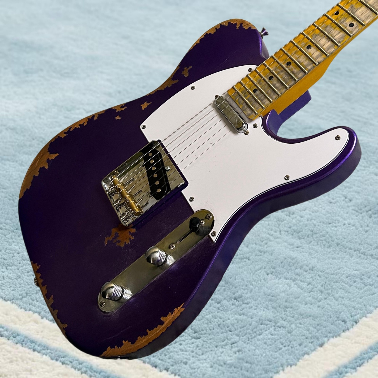 Aged Tele Electric Guitar Metallic Purple Color Maple Fretboard Alder Body