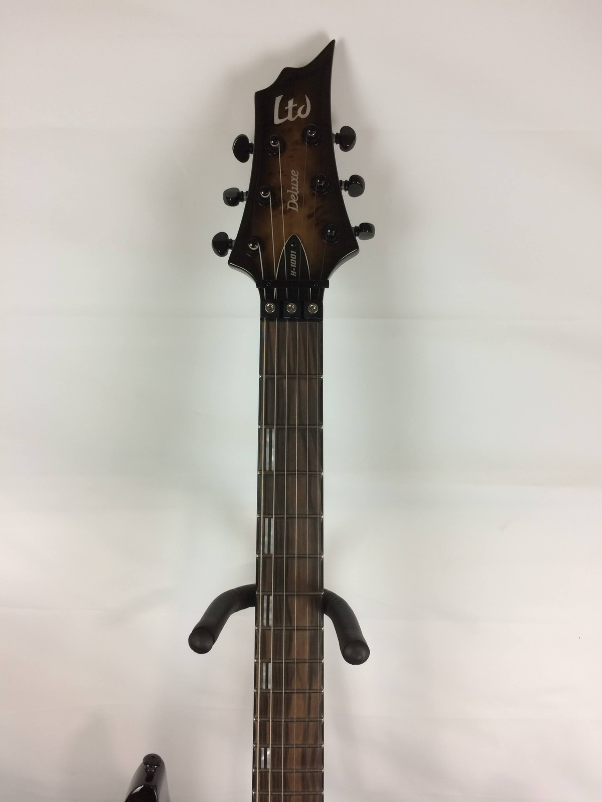 Excellent ESP LTD H-1001FR Electric Guitar, Floyd Rose Bridge, Black Natural Bur