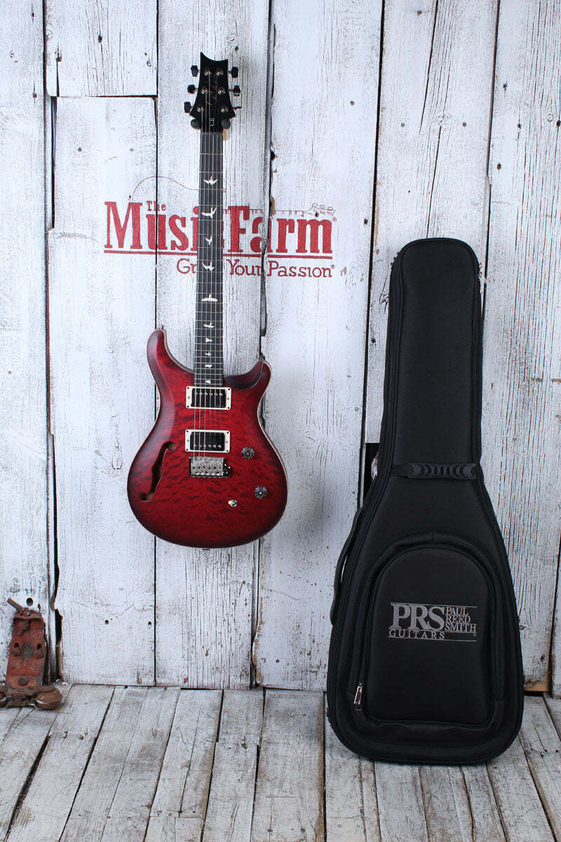PRS CE 24 Semi Hollow Electric Guitar Quilt Maple Top Fire Red Burst w Gig Bag