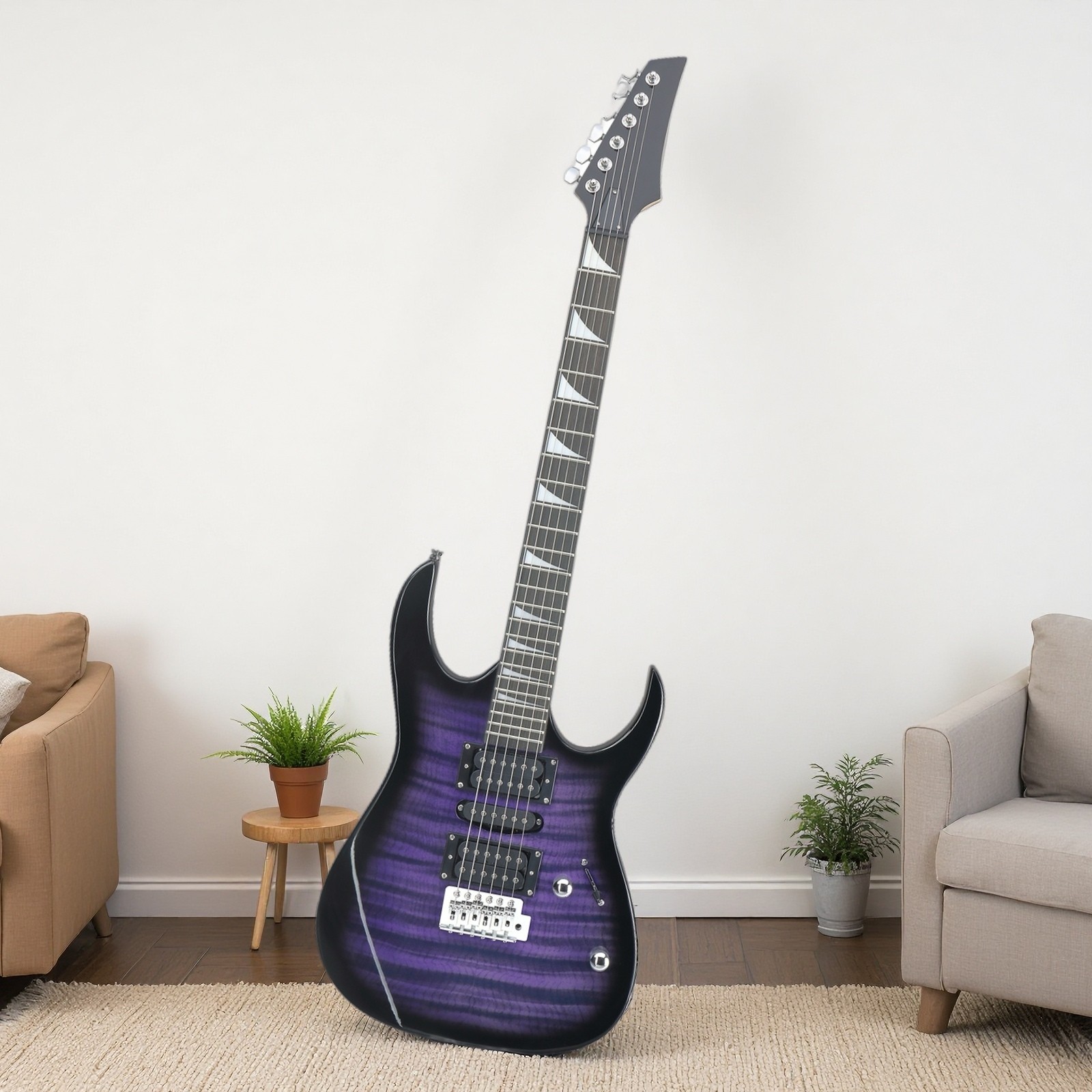 39″ Beginner Super Strat-Style Electric Guitar-Full Size HSH Amp Tremolo Purple
