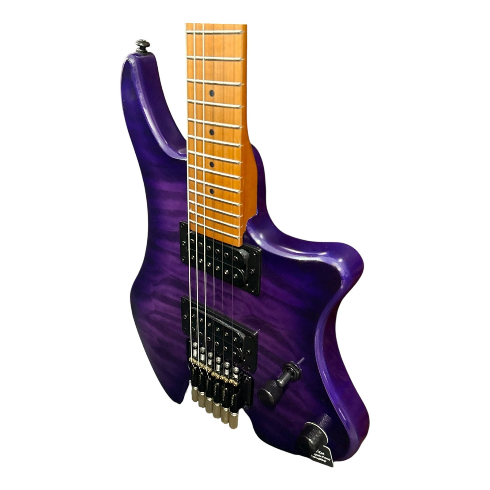 Haze Headless HH Solid Mahogany HHL Electric Guitar – HL1APQTPU (Tiger Purple)