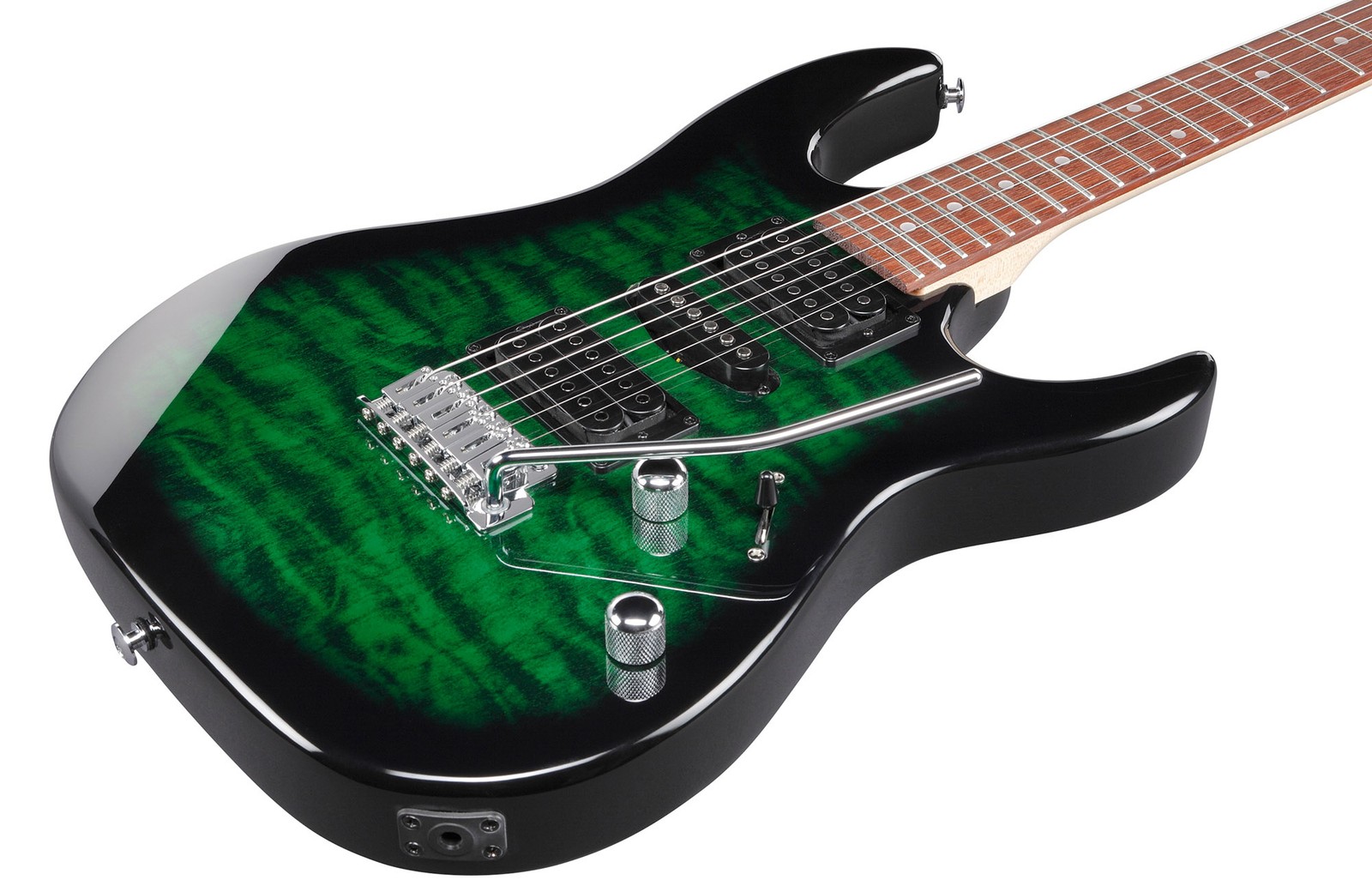 Ibanez GRX70QA RG Gio Electric Guitar – Transparent Emerald Burst w/ Gig Bag