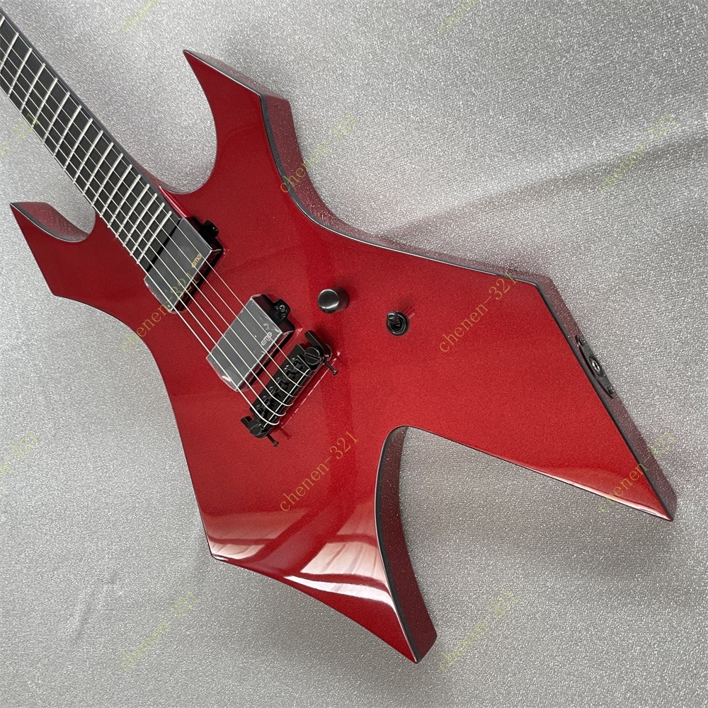 Ledux Solid Body Electric Guitar HH Pickup Fixed Bridge Metallic Red Fast Ship