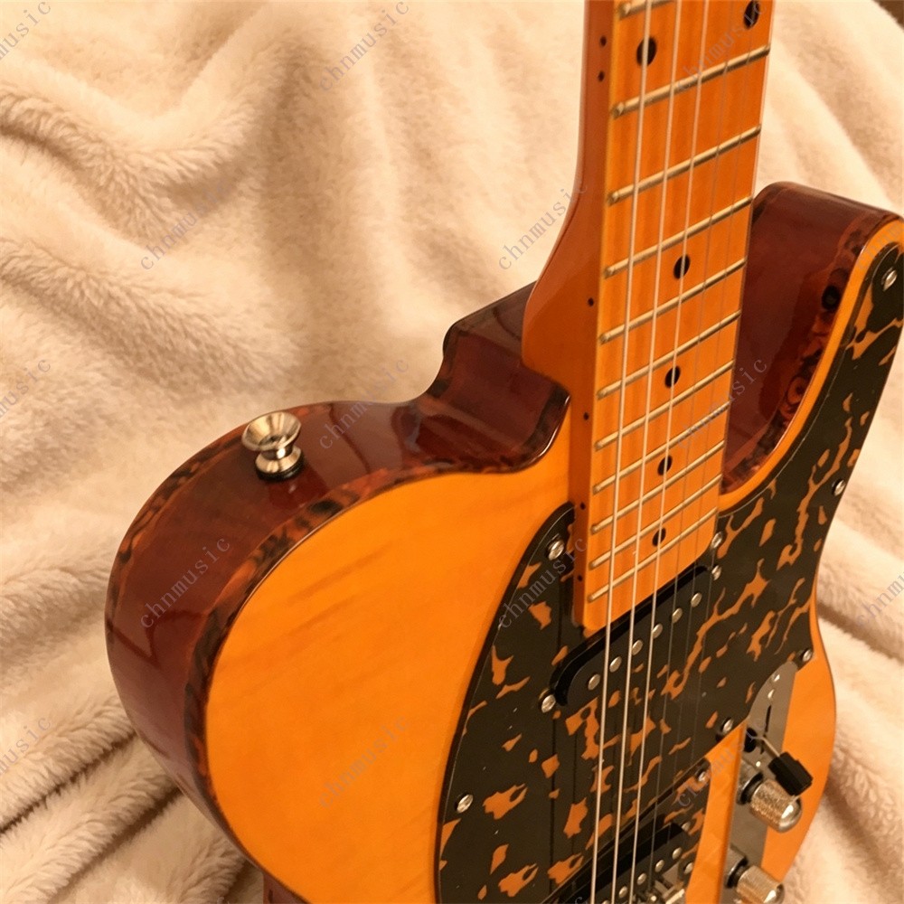 Mad Cat Solid Electric Guitar Stainless Fret Flamed Maple Top Amber Yellow