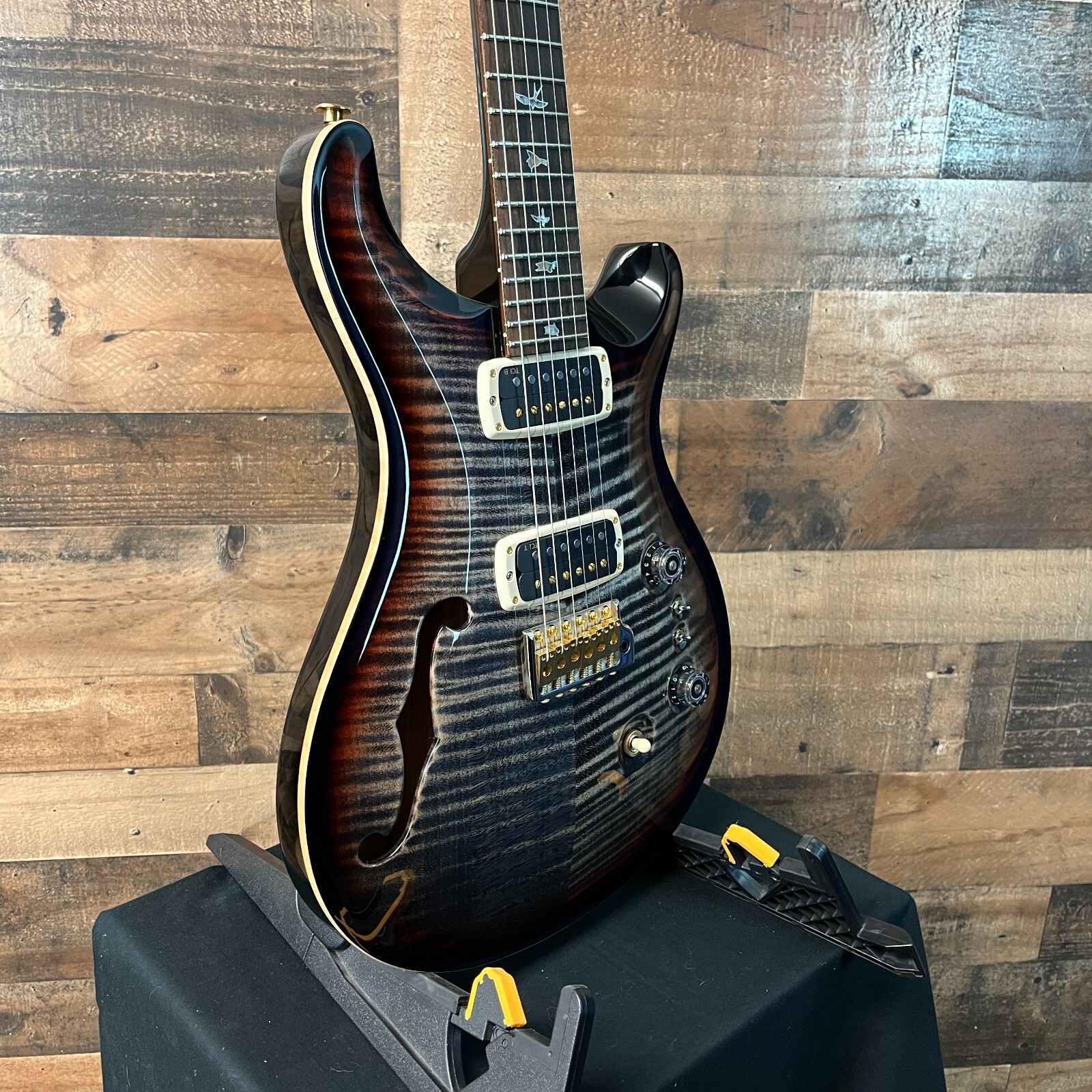 SALE PRS 40th Anniversary Custom 24-08 Semi-Hollow, Charcoal Tri-Color Burst 065