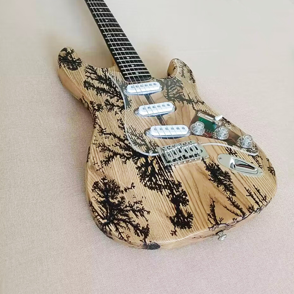 Ash ST Lightning Struck Wood Electric Guitar Rosewood Fretboard Natural