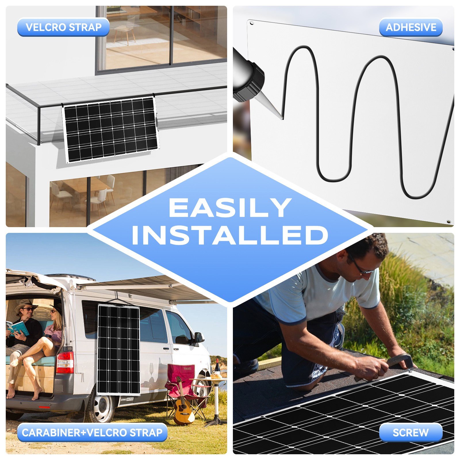 150Watt Mono Solar Panel 12V Battery Charging RV Home Off-Grid Boat Power Carava