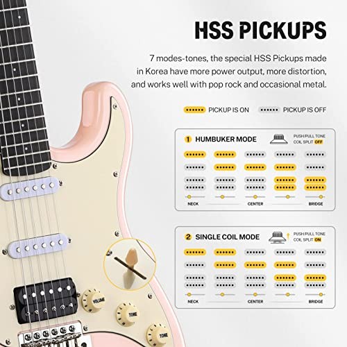 39 Inch Electric Guitar, Designer Series DST Blossom Pink DST200-Poplar Body