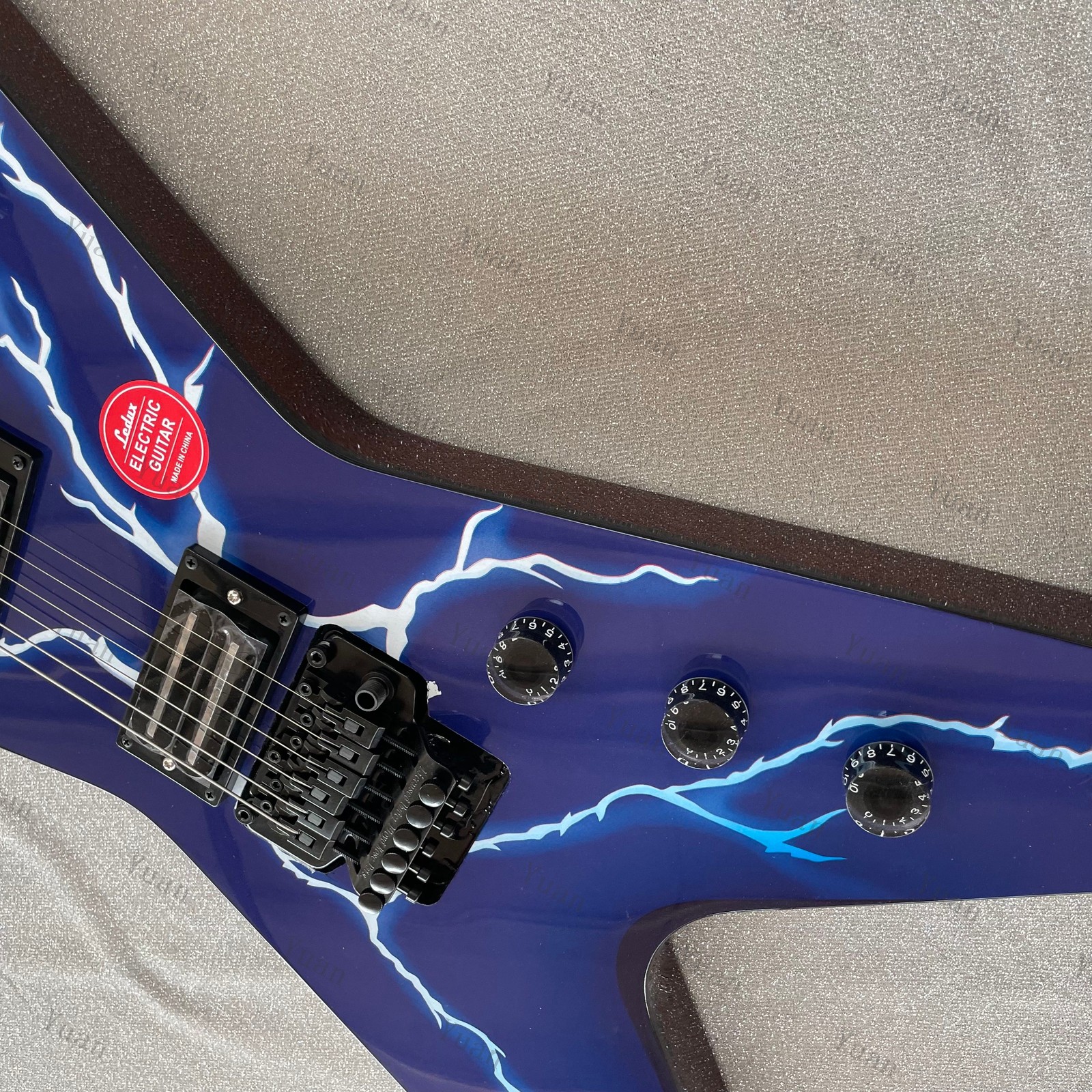 Blue Lightning Special Shape Electric Guitar HH Pickup Black Hardware FR Bridge