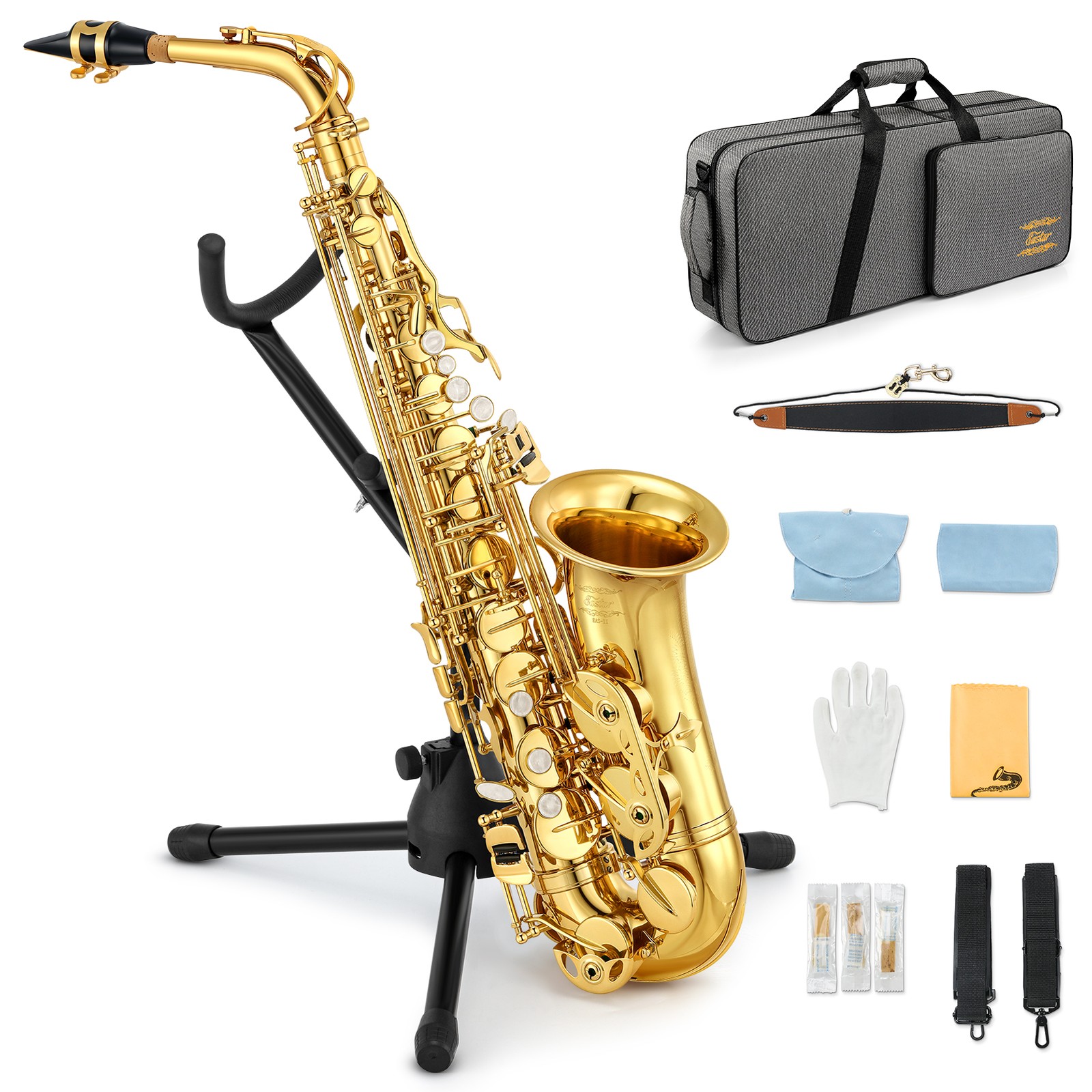 Eastar Gold Alto Saxophone E Flat Student Sax Full Set Reeds Mouthpiece Case