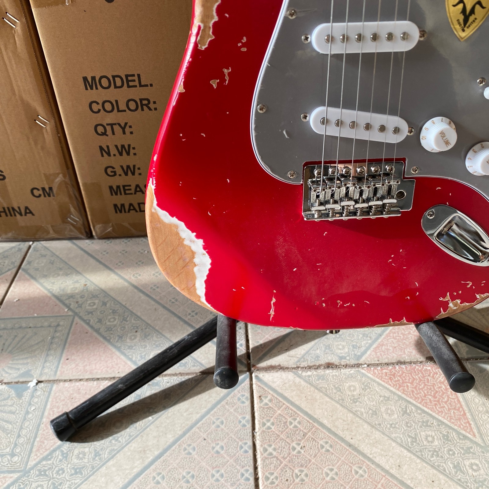 Stunning Retro Red Heavy Relic Style Electric Guitar Solid Alder Body Free Ship
