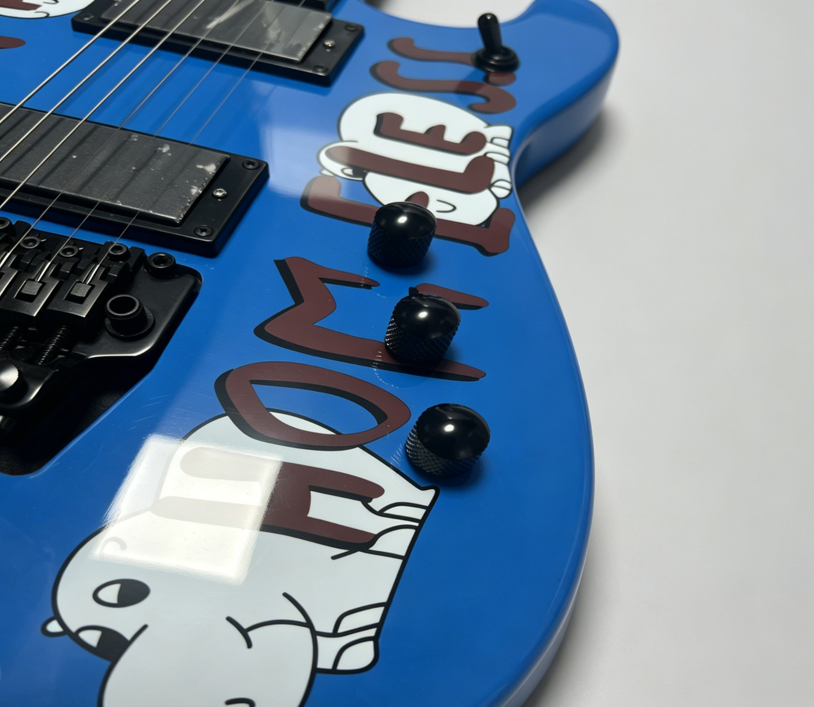 US STOCK Blue Graphic “Arm The Homeless” Style Electric Guitar HH Pickups