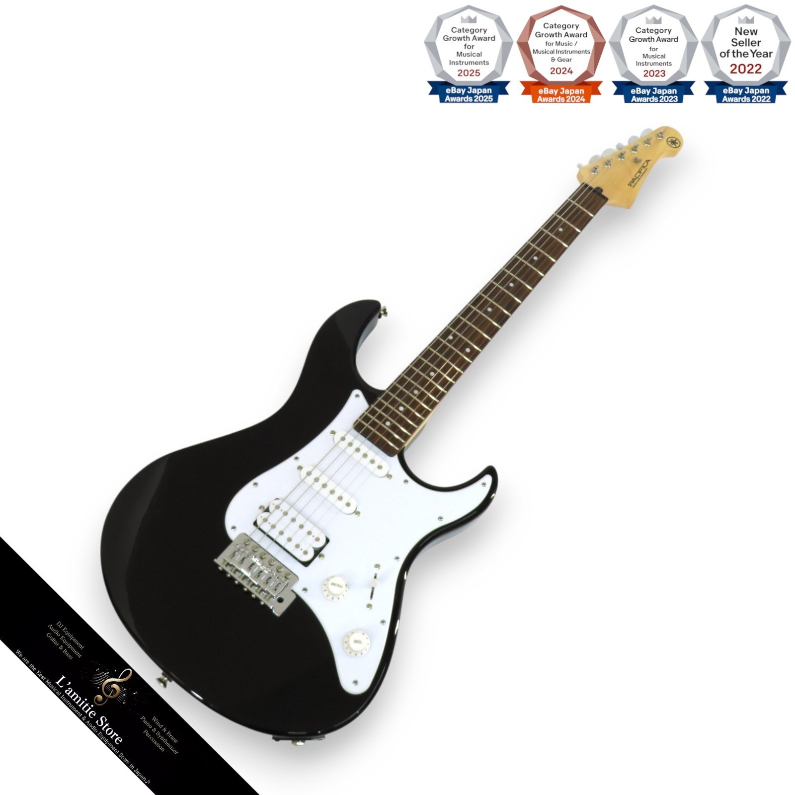 Yamaha PAC012 Electric Guitar Black Mahogany Maple Walnut 22F 3.3kg