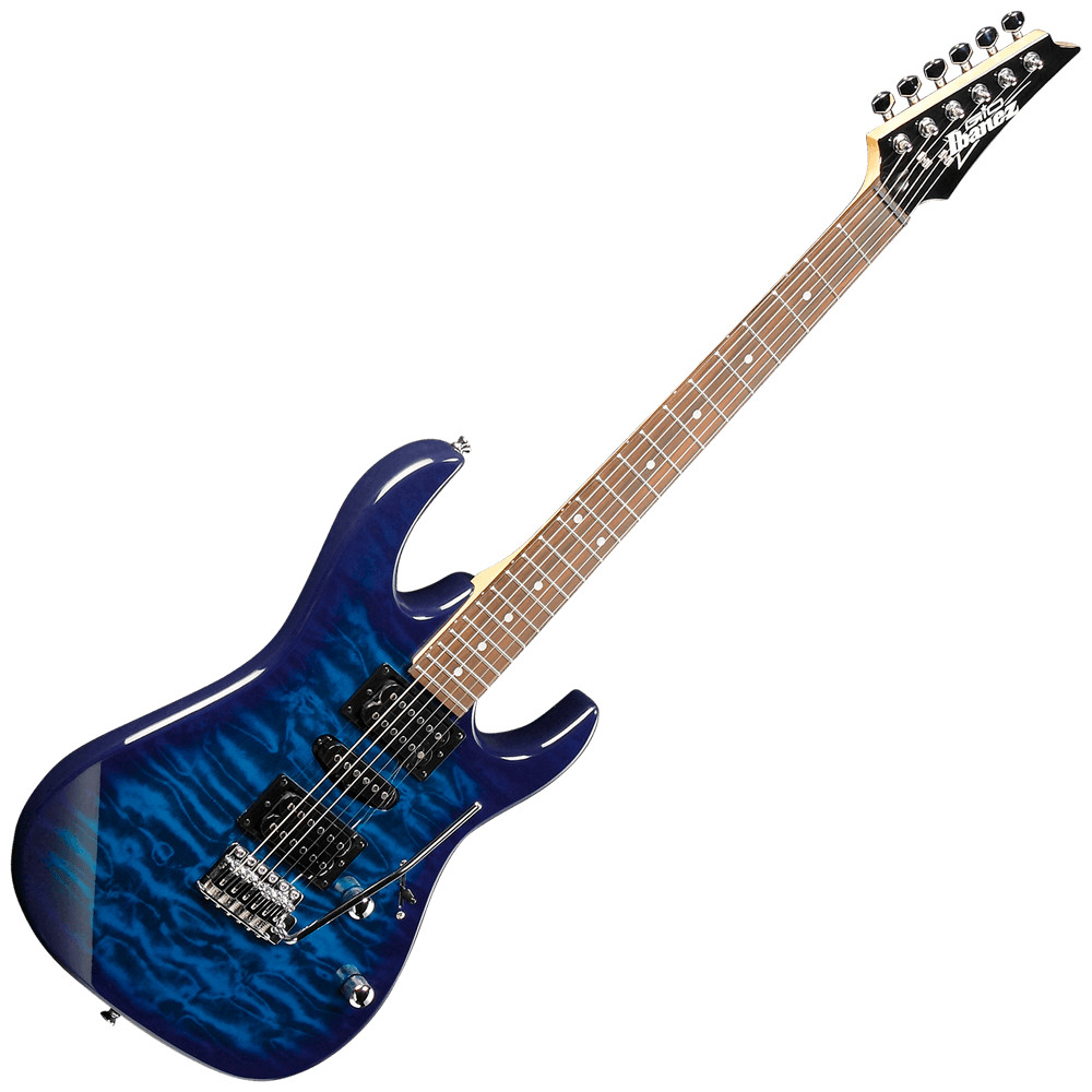 Ibanez GRX70QATBB Gio RG Electric Guitar — Transparent Blue Burst
