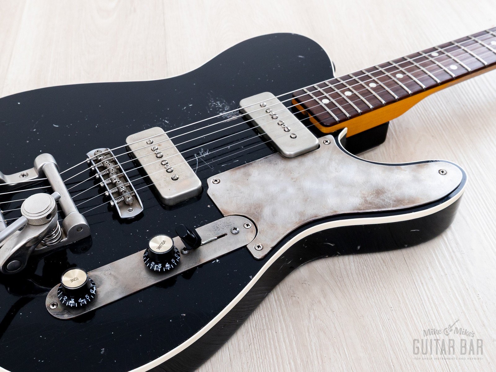 2021 Macmull Heartbreaker Custom P-90 HB-C T-Style Black Relic w/ Bigsby