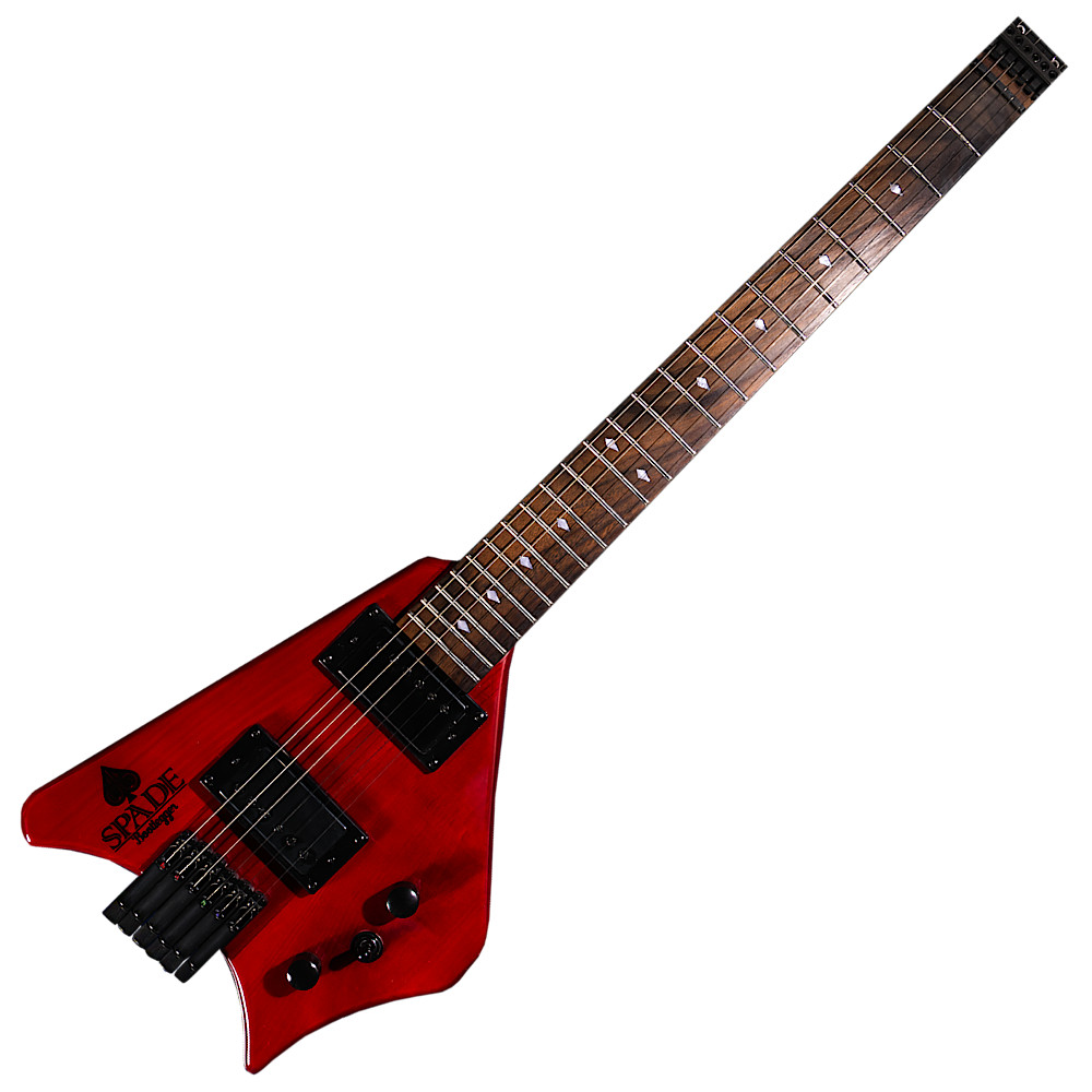 Bootlegger Guitar Burgundy Red Spade Headless Gibson Short Scale 24.75″ wid Case