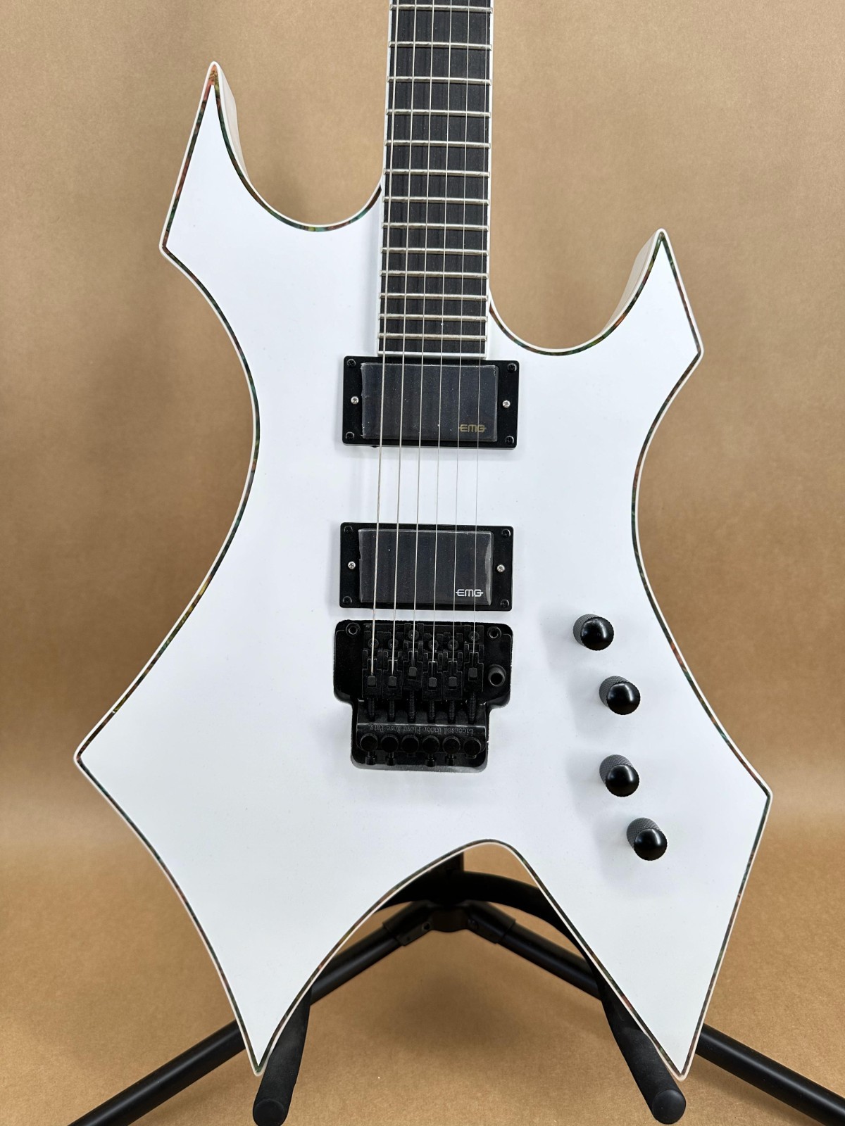 BC Gloss White Warlock Style Guitar HH Pickups Floyd Rose Tremolo