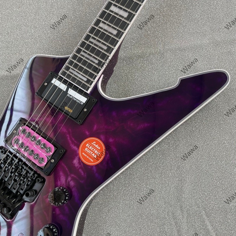 Hot Hard Rock Purple Solid Electric Guitar Rounded Fret Edge Active Pickup Stock