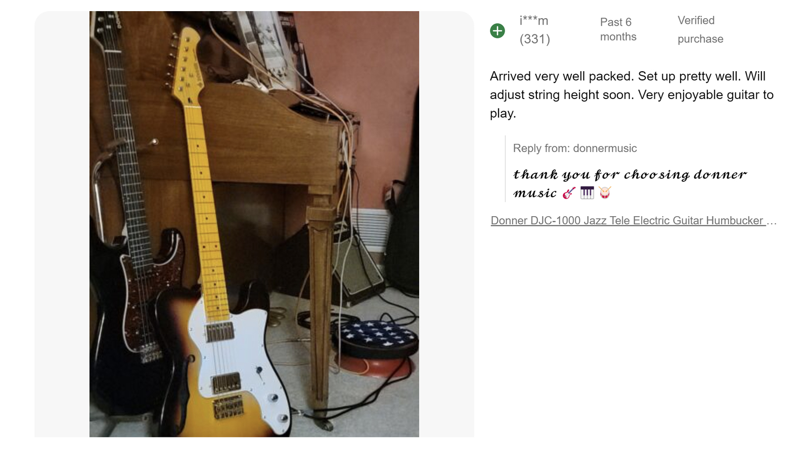 🎸 Donner DJC-1000 Tele Jazz Electric Guitar HH Pickup With Gig Bag Strap Cable