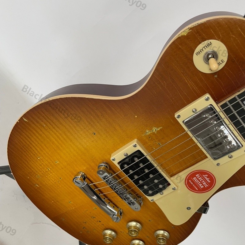 Aged Solid Body Electric Guitar Bone Nut Stainless Rounded Fret Edge Nitro Paint