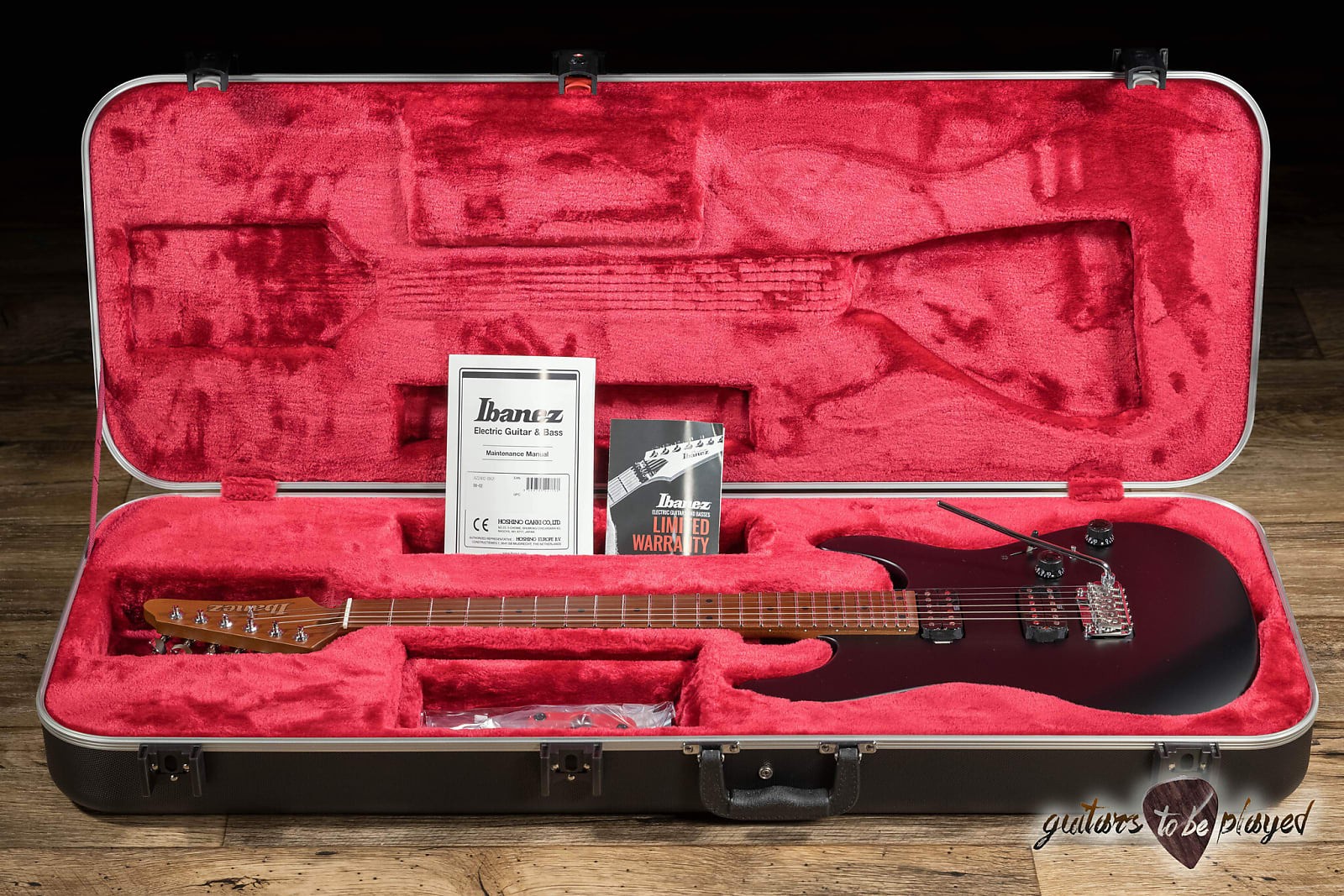 Ibanez AZ2402 Prestige HH Roasted Maple Neck Guitar w/ Case – Black Flat