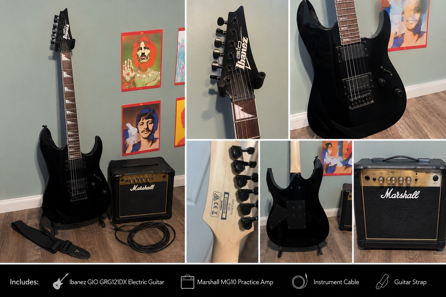 Ibanez GIO GRG121DX Electric Guitar Starter Package w/ Marshall Amp