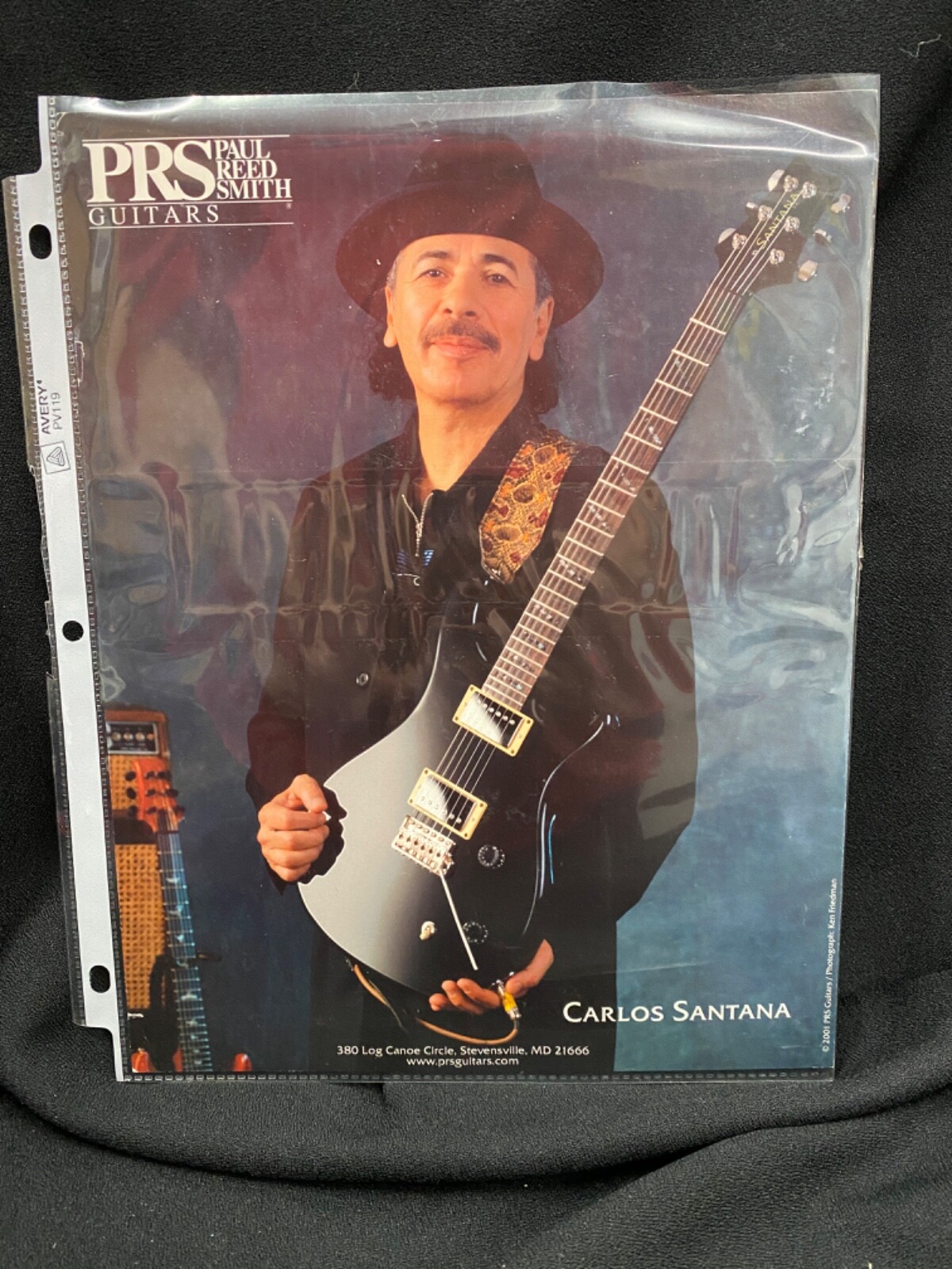 CARLOS SANTANA – Paul Reed Smith PRS Press Heavyweight Card 8.5×11 Photo Guitar