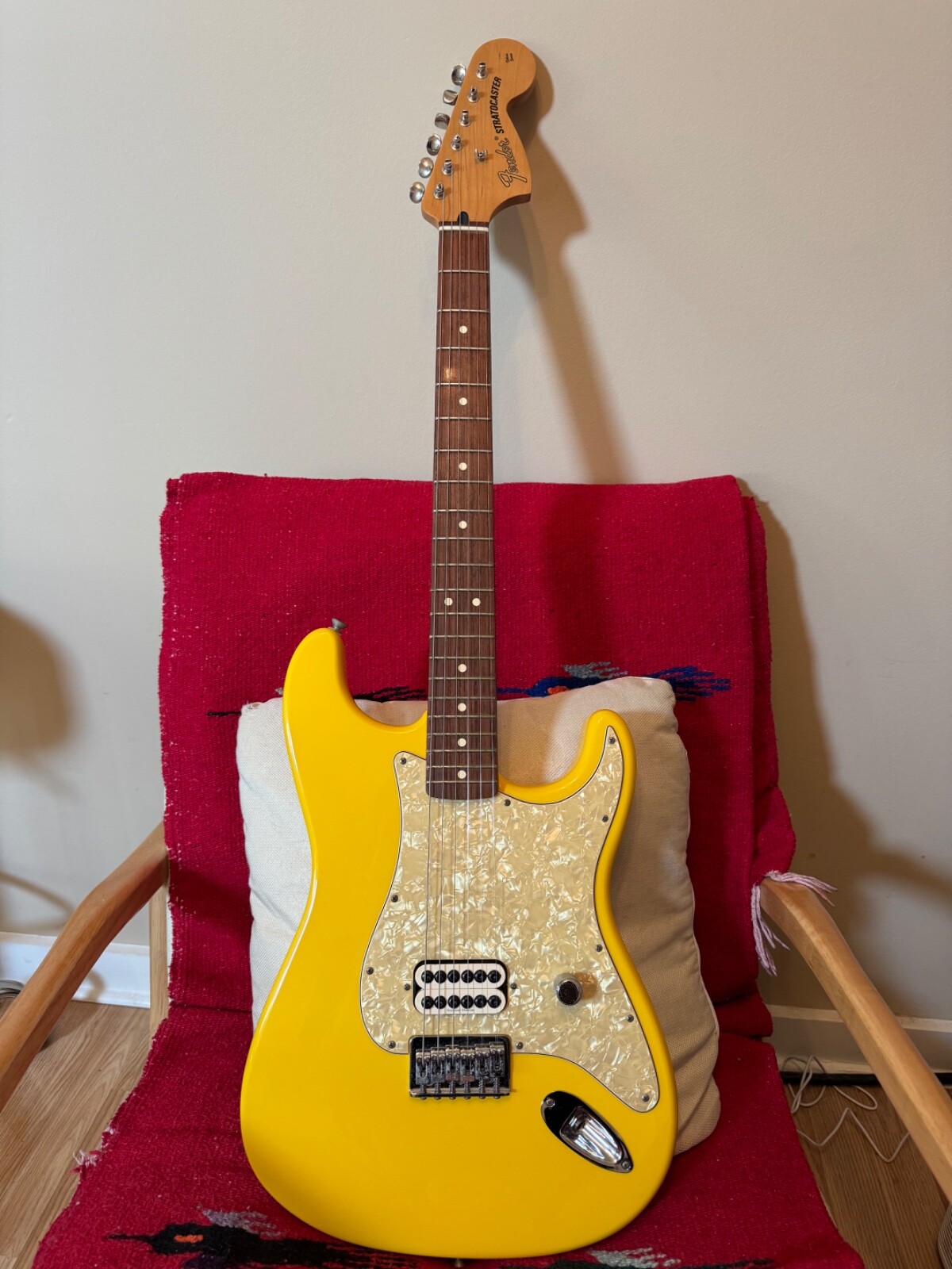 Fender Tom DeLonge Limited Edition Stratocaster Graffiti Yellow 6 String Guitar