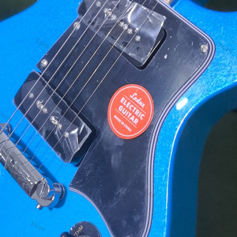 Solid Body Blue Pearl Finish Electric Guitar Dual P90 Pickup Multi-Ply Pickguard