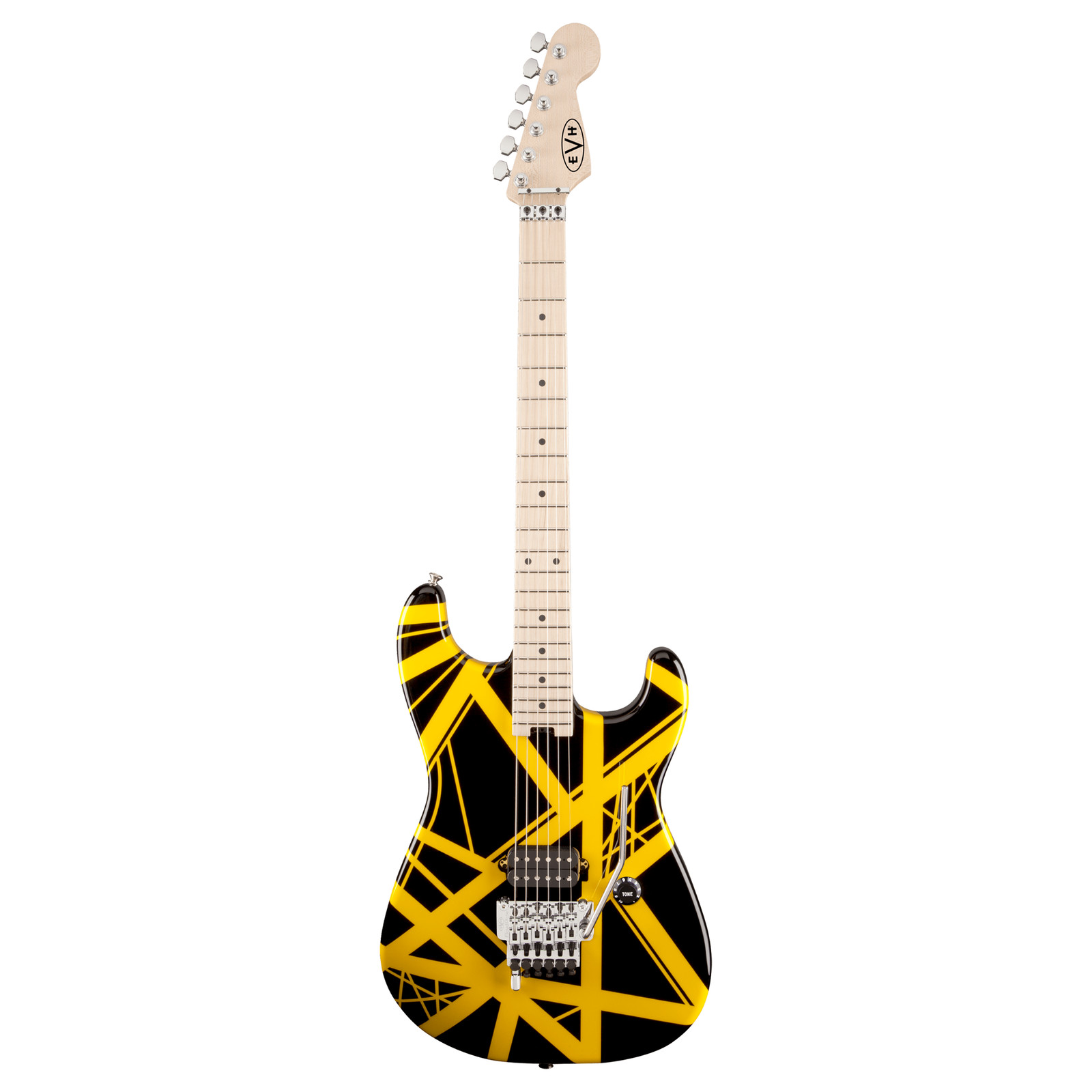 Used EVH Striped Series Electric Guitar – Black w/ Yellow Stripes