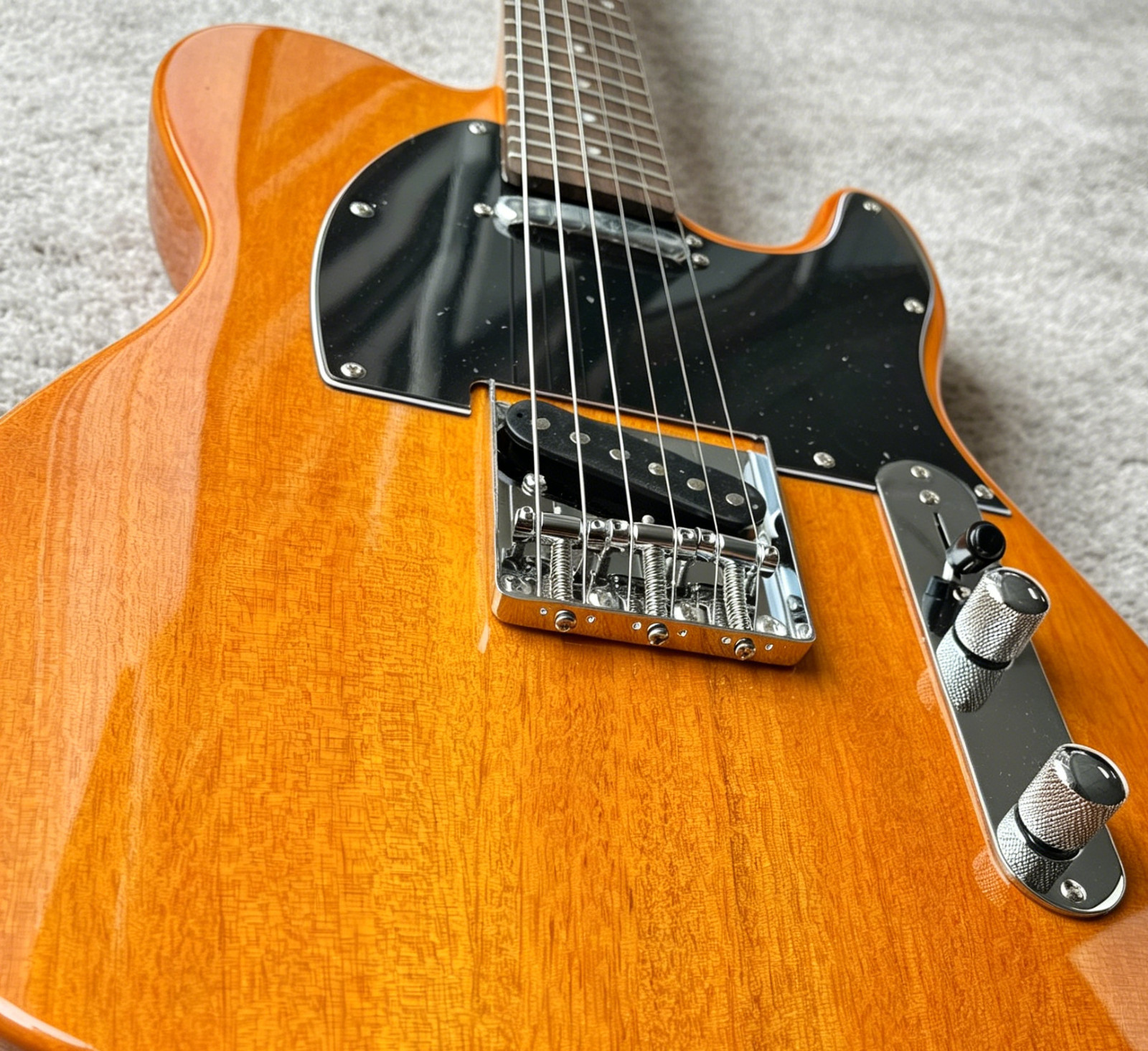 US STOCK TL Electric Guitar Natural Butterscotch Finish Black Pickguar Fast Ship