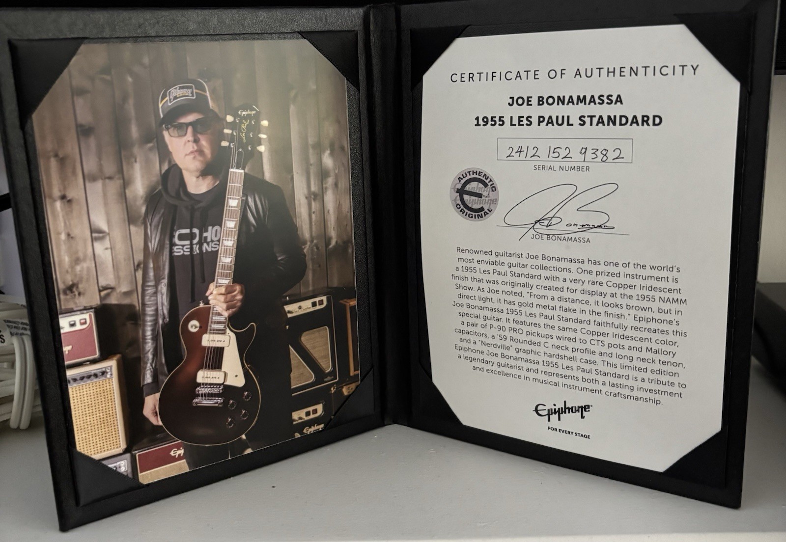 Epiphone Joe Bonamassa 1955 Les Paul Standard Brown Solid 6-String RH COA.
