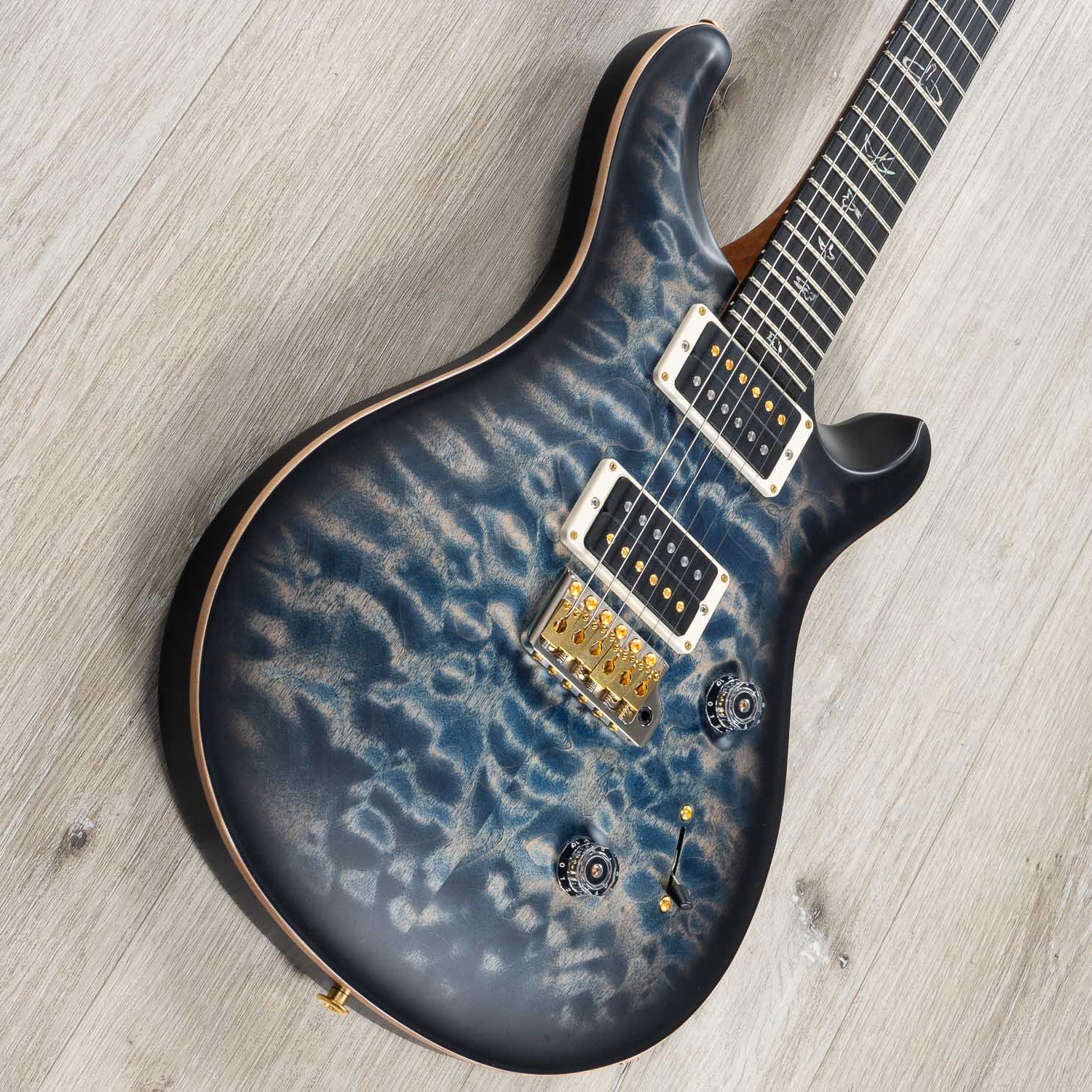 PRS Paul Reed Smith Wood Library Custom 24 Guitar, Faded Whale Blue Smokeburst