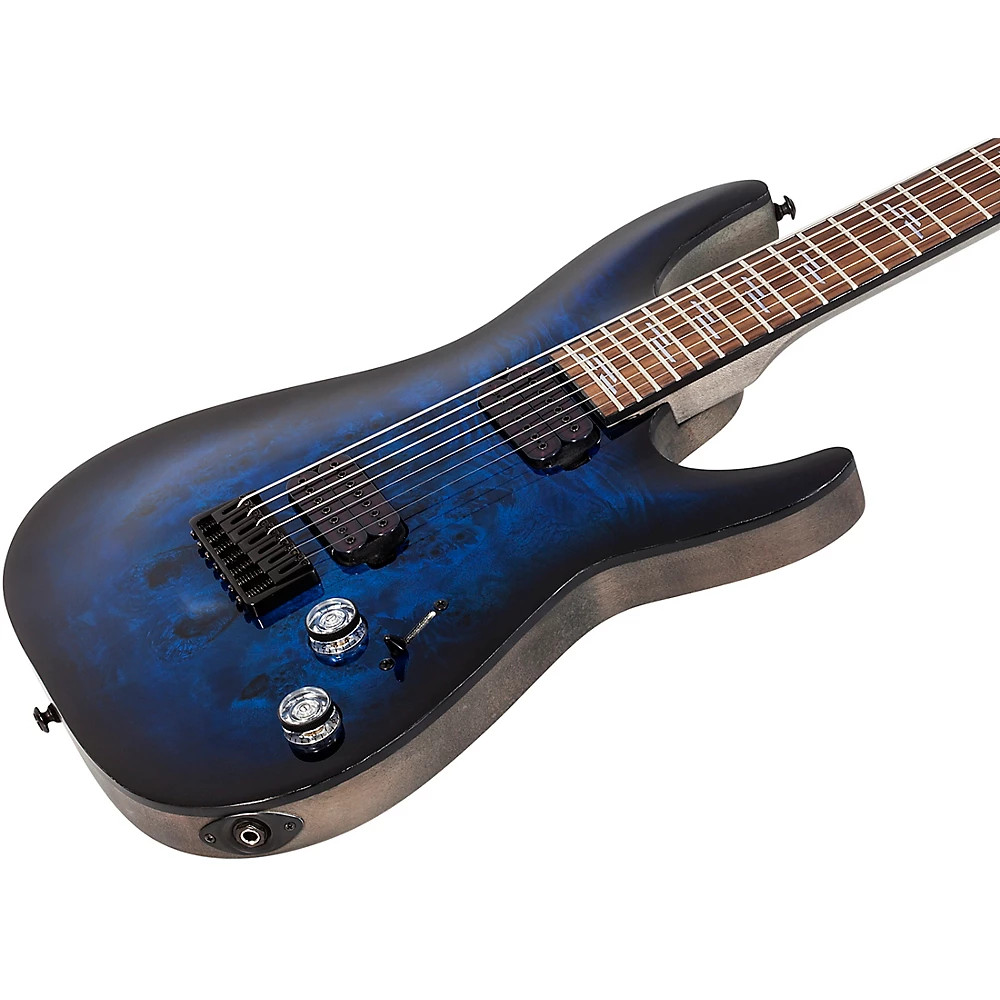 Schecter Guitar Research Omen Elite 7String Electric Guitar SeeThru Blue Burst